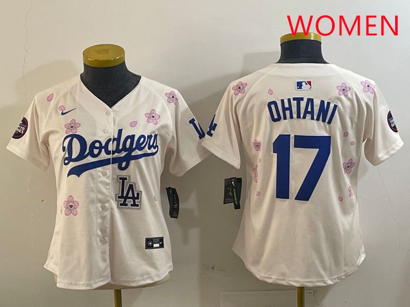 Women Los Angeles Dodgers #17 Ohtani Cream Sakura Edition 2025 Nike MLB Jersey style 9